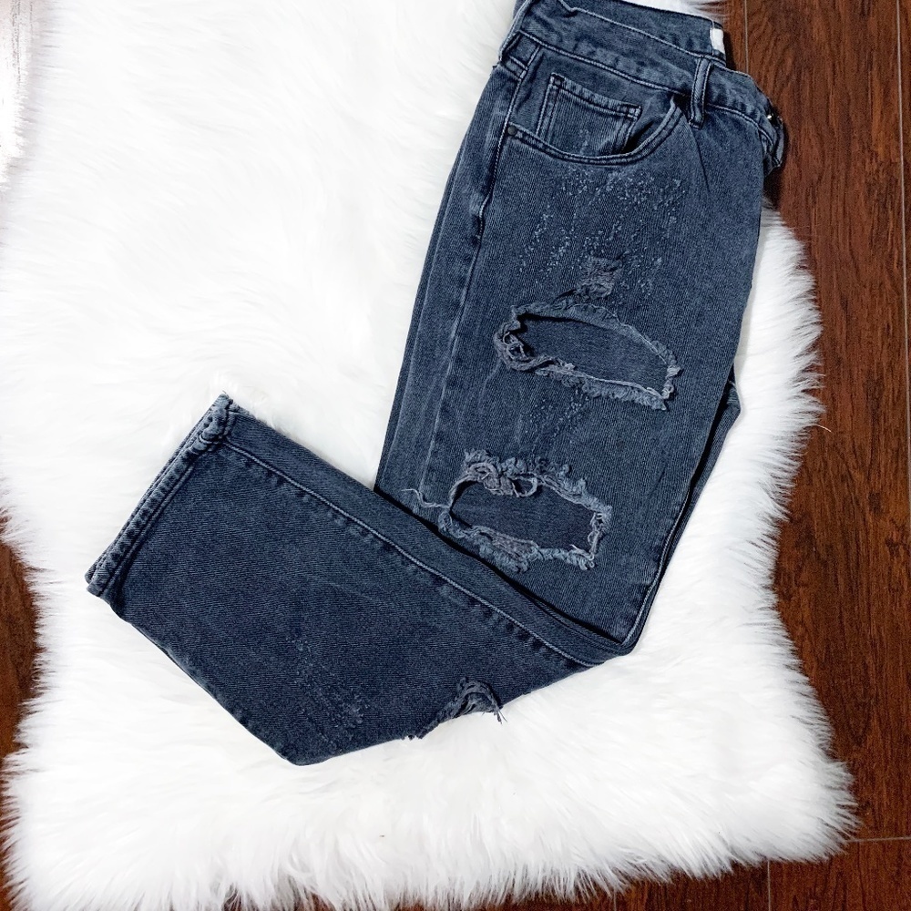 Pacsun Boyfriend Gray Wash Ripped Jeans